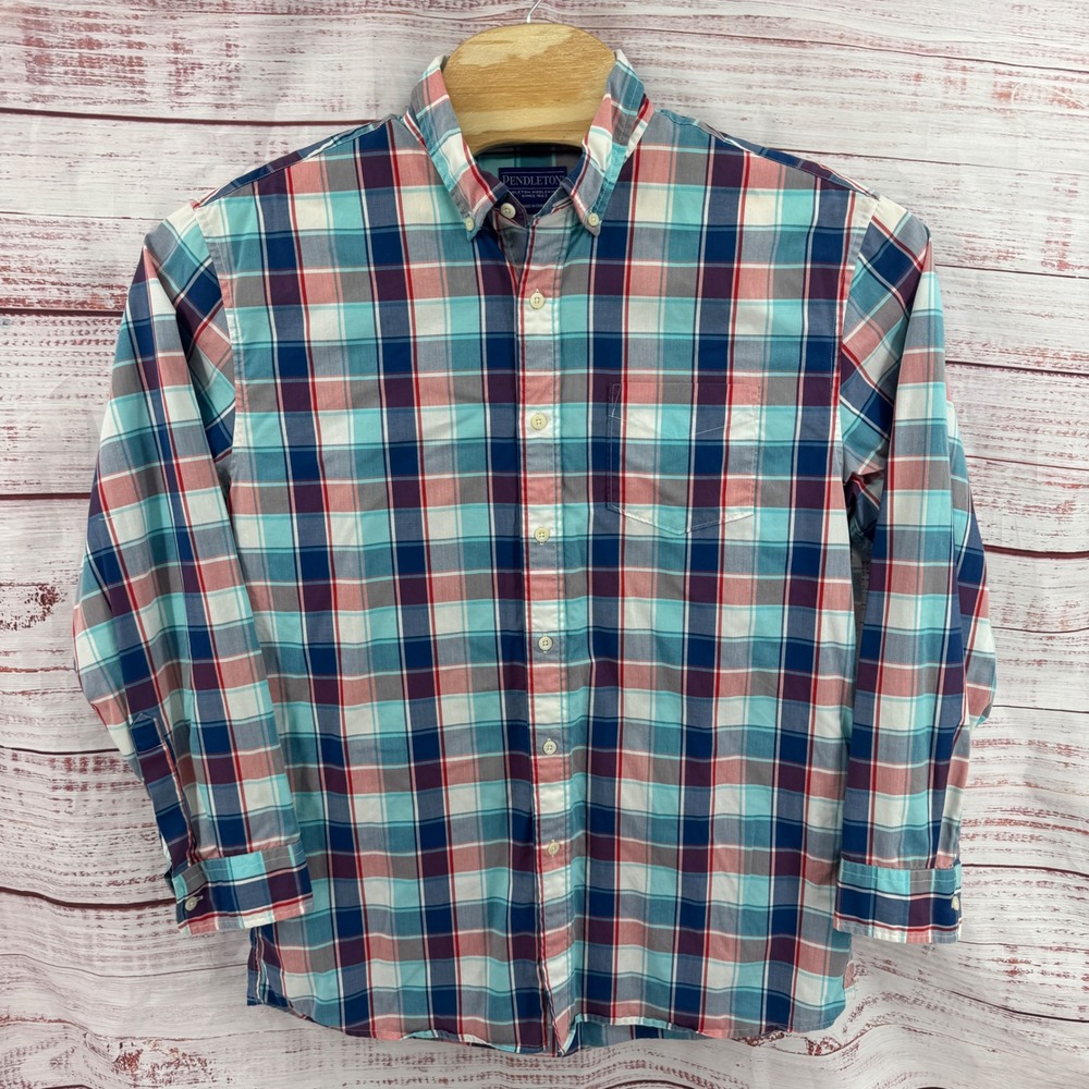 Pendleton Shirt Mens Large Plaid Cotton Button Down Shirt Long Sleeve Casual